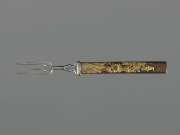 Fork with knife handle kozuka, Japanese, Edo period 1603–1868, 18th century; materials/objects