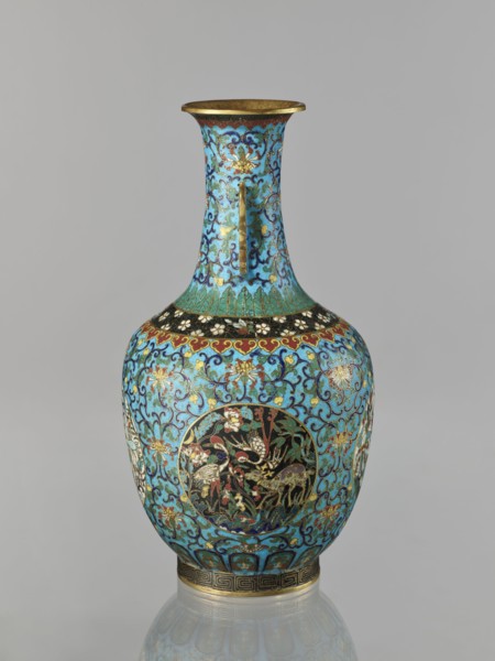Vase., Chinese, Qing dynasty 1644–1911, 19th century. Cloisonné enamel. Decoration: floral and