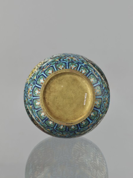 Vase, Chinese, Qing dynasty 1644–1911, 19th century. Cloisonné enamel vessel with a neck, height 33