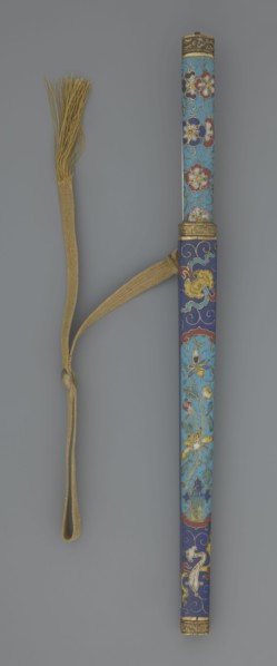 Travel cutlery set in case: 19th-century Chinese Qing cutlery. a Knife with a cloisonné enamel
