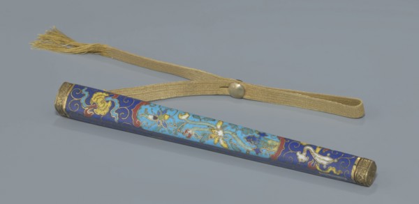 Travel cutlery set in case; Chinese, Qing dynasty 1644–1911, 19th century. Includes: a Knife with