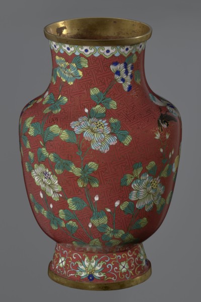 Vase, noted; Chinese art; Qing dynasty 1644–1911, Xianfeng period 1851–1861; cloisonné enamel;