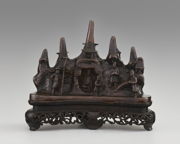 Brush stand on base, Chinese, Chinese art, mountains, painting implements, Qing 1644–1911, men,