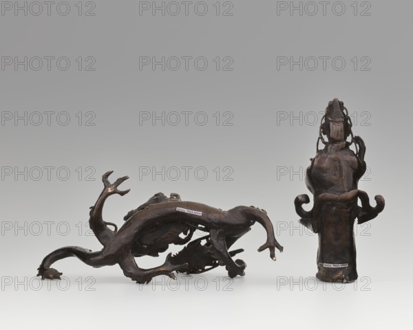 Guanyin on a dragon, Chinese, Qing dynasty 1644–1911, 18th century. Sculpture, figurine: height 15