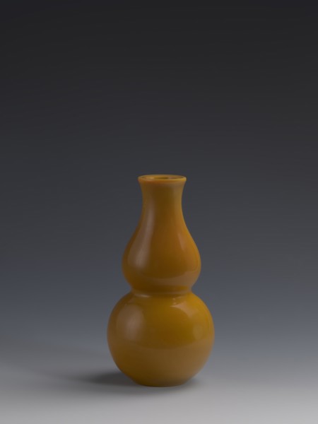 Vase, Chinese, Qing dynasty 1644–1911, 18th century. Yellow glass, cast and cut, opaque; double