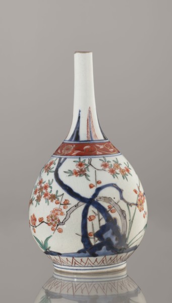 Bottle, Japanese, Edo 1603–1868, early 18th century. Porcelain vessel sake bottle, height 22.1 cm,