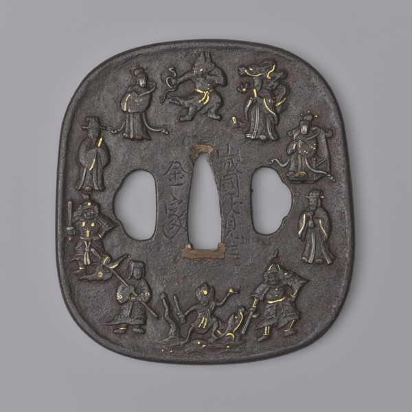 Crossguard tsuba, Kaneie,  school craftsman author; Japanese; Edo period 1603–1868, 18th century;
