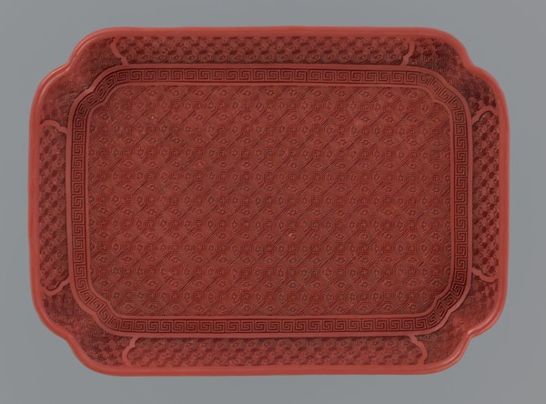 Tray, gift, Chinese, Qing 1644–1911, 18th–19th century, China, vessel; materials/ornament: meander,