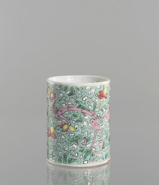 Brush vessel; Chinese; Qing dynasty 1644–1911; 19th century. Porcelain fragment with celadon glaze,