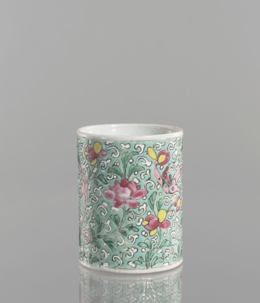 Brush vessel, Chinese, Qing 1644–1911, 19th century. Porcelain fragment with celadon glaze;
