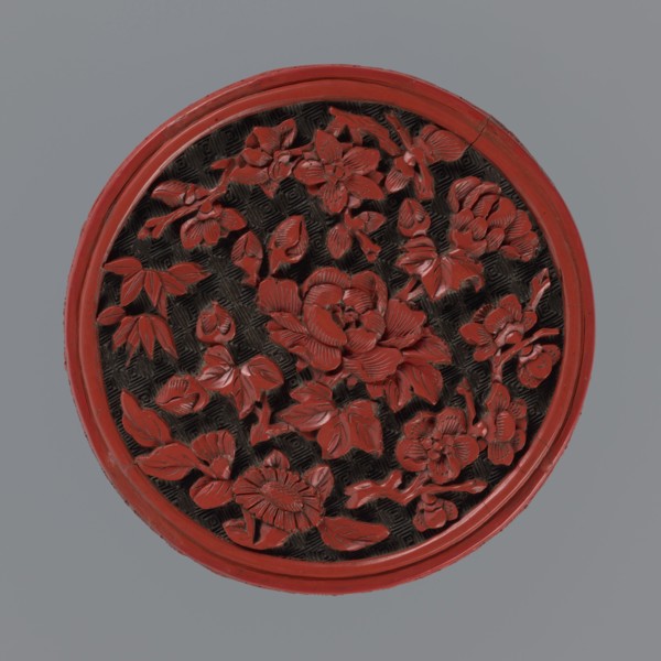 Box with lid;, Two-tone lacquer red and black lacquer inside. 19th century, Qing 1644–1911, China.