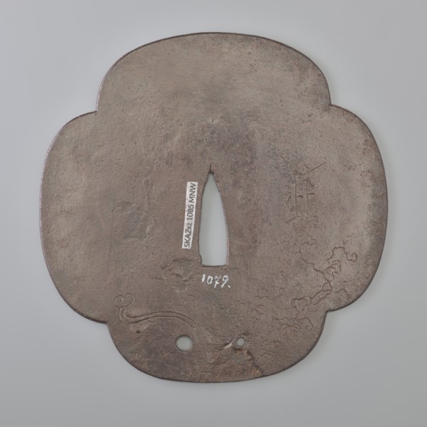 Crossguard tsuba, Kaneie; craft: tsuba; maker/school: Kaneie; gift; Japanese; Edo 1603–1868; 18th