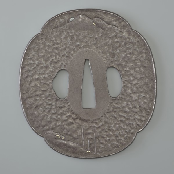 Crossguard tsuba, attributed to Kaneie craftsman/school. Tsuba in the shape of a quatrefoil mokkô