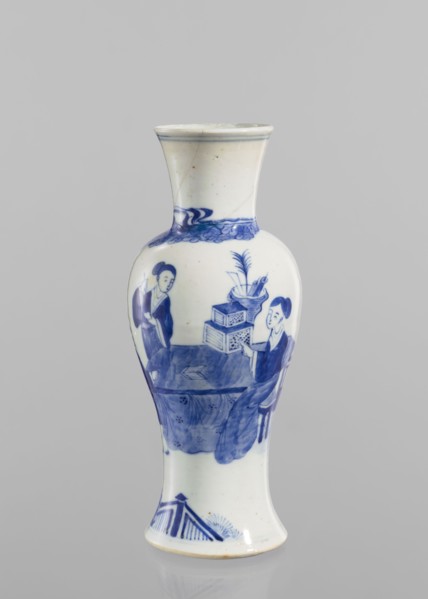 Vase, figurative scenes, ceramics, Chinese art, Chinese culture, blue and white porcelain, terraces