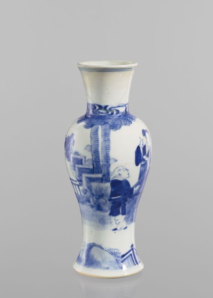 Vase, figurative scenes, ceramics, Chinese art, Chinese culture, blue-and-white porcelain, terraces