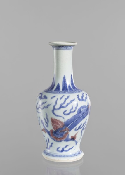 Vase, blue and white porcelain, Chinese, Qing 1644–1911, 19th century. Vessel decorated with
