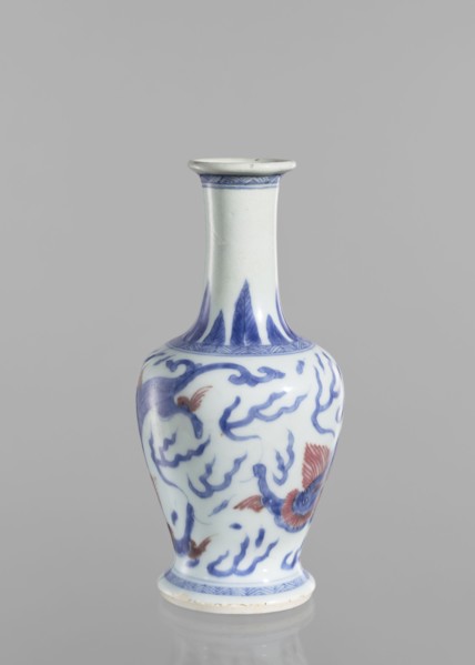 Vase, blue and white porcelain, Chinese art, Qing style, Chinese culture, pearls, dragons