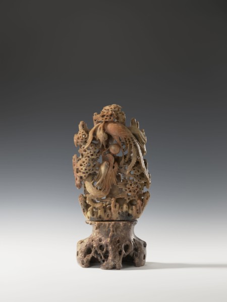 Phoenix with a dragon and a pearl on a base; creator, Chinese; Qing dynasty 1644–1911, 18th