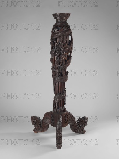 Pedestal, Chinese, Qing 1644–1911, 17th–19th century. Sculpture, height 128 cm. Portrays a dragon