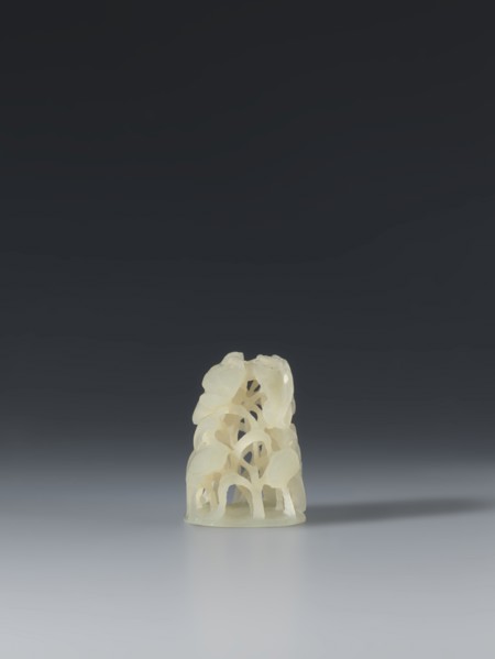 Ornament, Chinese, Ming 1368–1644, early 17th century, jade bosses, lotuses, cranes iconography,