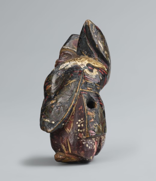 Netsuke in the shape of a sanbasô dancer, Japanese, Edo period 18th century, netsuke figurine