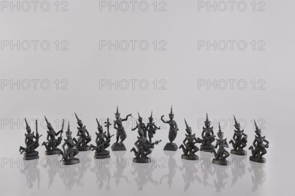 Set of fourteen figurines of musicians, Southeast Asia, art of Southeast Asia, music, dance,