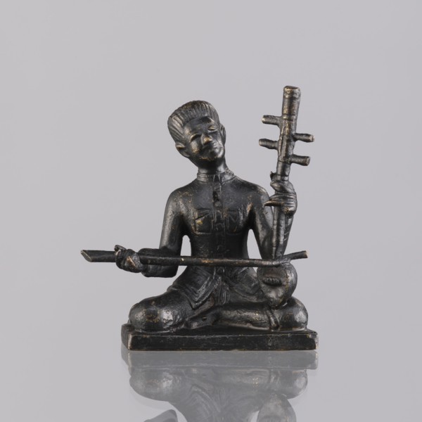 Musician figurine, Southeast Asian art; subject: musicians; culture: Southeast Asia, Cambodia;