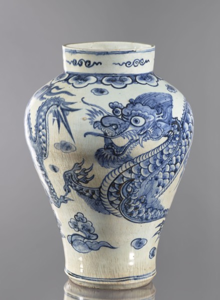 Vase, Korean, Joseon 1392–1897, 18th century. Ovoid vessel with a long neck, maebyeong mei-ping