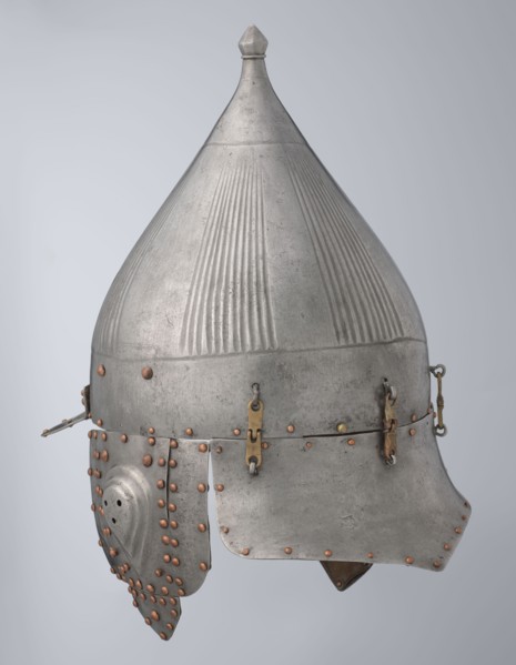 Helmet, Islamic art, Turkish, Ottoman dynasty 1299–1922, militaria headgear. Movable cheekpieces