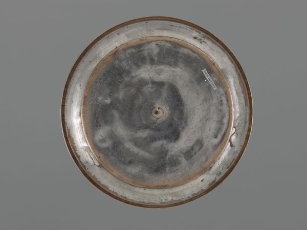 Bowl, Bowl with a flat bottom, low straight wall and slightly rounded rim; decorated with palmettes