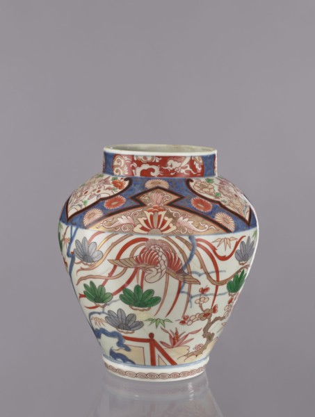Vase tsubo, Japanese, Imari studio, ca. 1720–1740, Arita, Japan. Colored porcelain ceramics