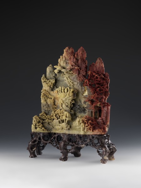 Mountain Landscape with Architecture on a Base - Bas-Relief, Chinese, Qing 1644–1911, Mid-19th