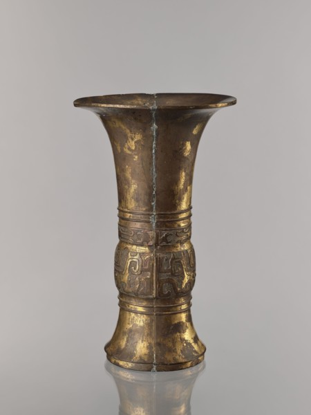 Zun vase; maker, Chinese; ceremonial vessel vessel, cup; taotie and fantastic beasts iconography;