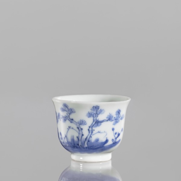 Bowl, 18th century Japan, Japanese ceramics, blue and white porcelain; vessel with painted scene of