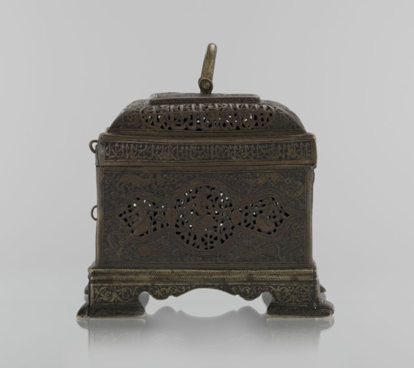 Box; Persian Iran, Qajar dynasty 1785–1925, 19th century. Rectangular box on four feet with lid and
