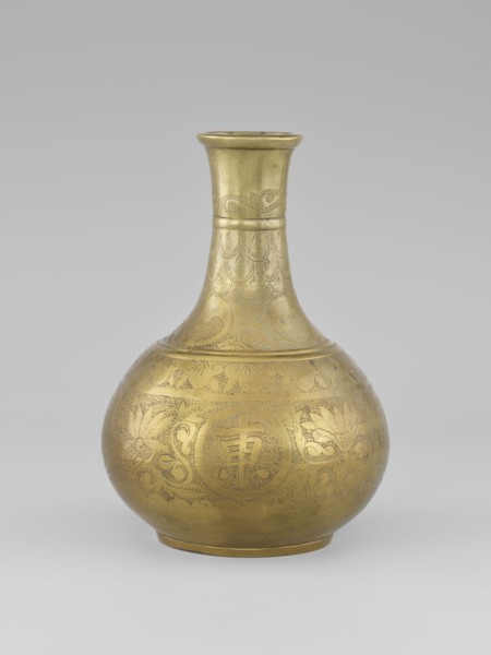 Vase - bottle; maker, 19th century; China, Qing 1644–1911. Porcelain vessel with plant ornament of