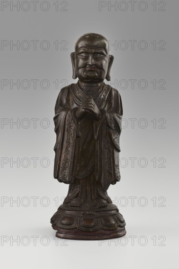 Monk, ; Chinese; Qing 1644–1911; 19th/20th century. Sculpture of a monk/arhat Luohan in Buddhist