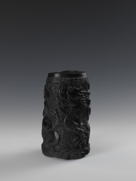 Vase, Chinese, Qing dynasty 1644–1911, 19th century. Vessel with bas-relief decoration depicting