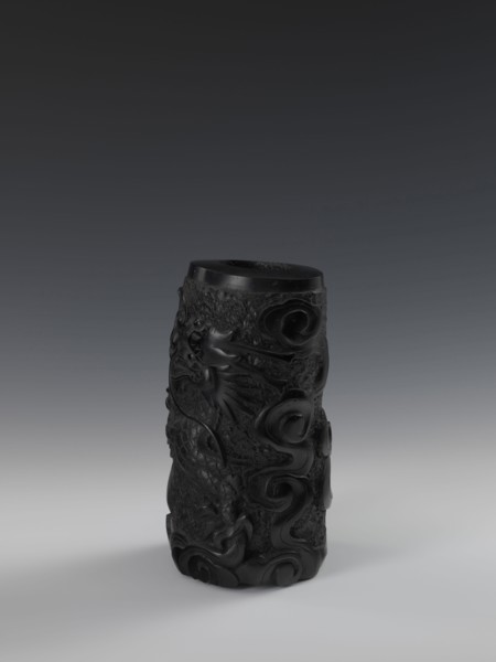 Vase, Chinese, Qing dynasty 1644–1911, 19th century. Vessel with bas-relief decoration of dragons.
