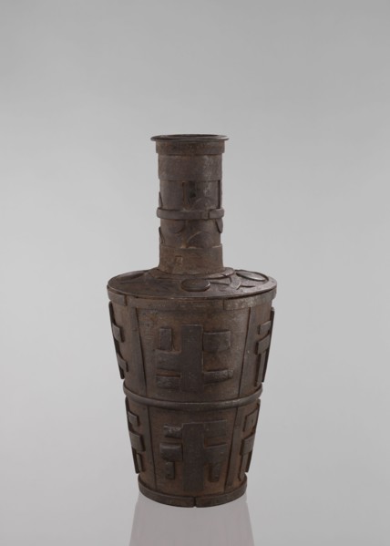 Jug, vessel tapering towards the bottom, Tibetan, 18th–19th century, ceramic vessel, height 46.3