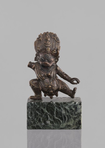 Lamaist deity with a bull's head — Yama; maker, Tibetan Buddhist sculpture/figurine; 19th century,