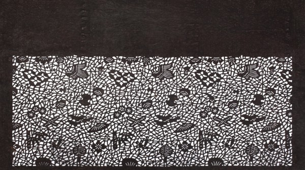 Katagami dyeing stencil with auspicious treasures motif takarazukushi, Japanese, Meiji period 2nd