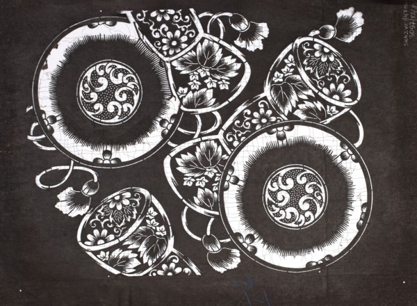 Dyeing stencil katagami with tsuzumi drum motif, ise-katagami stencil, chuban format, late 19th