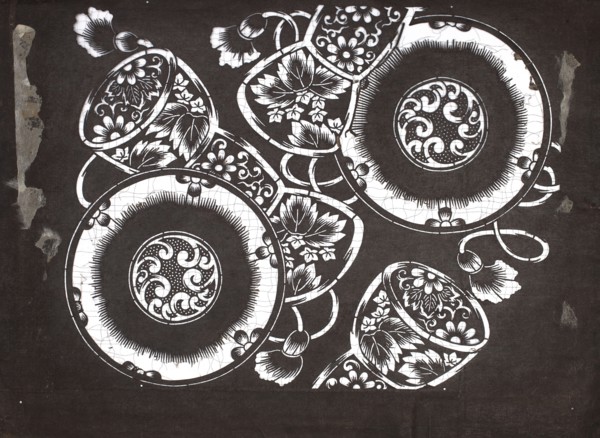Dyeing stencil katagami with tsuzumi drum motif, Meiji period late 19th century, 1868–1912,