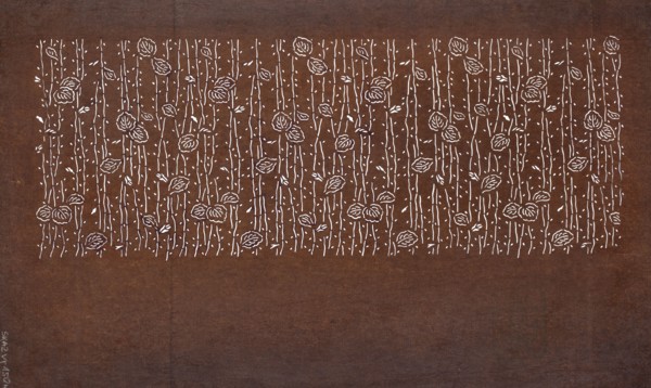 Katagami dyeing stencil with a leaf motif on branches eda ni ha moyô, Japanese, Edo 1603–1868–Meiji