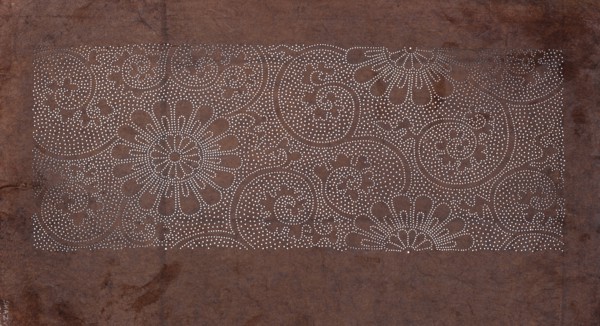 Dyeing stencil katagami with a plant tendril and chrysanthemum motif karakusa ni kiku, ise-katagami