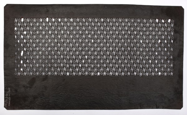 Katagami dyeing stencil with plum blossom and stylized mist motif ume no hana ni kasumi moyô,