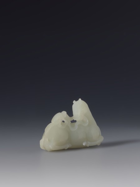 Paperweight — horse and monkey; maker, subject: horse and monkeys; materials/implements for