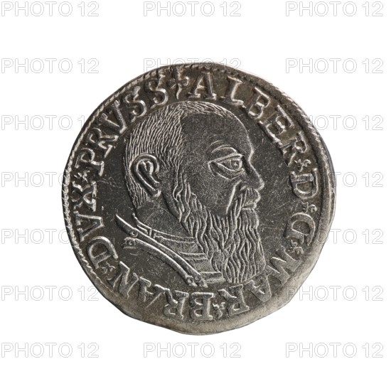 Trojak three-groschen coin by Schilling, Maciej mintmaster and co-creator Decjusz, Jost Ludwik fl.