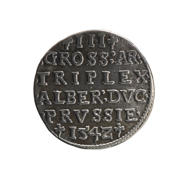 Obverse: male bust in armour in profile turned right; short hair, long beard with sideburns. In the